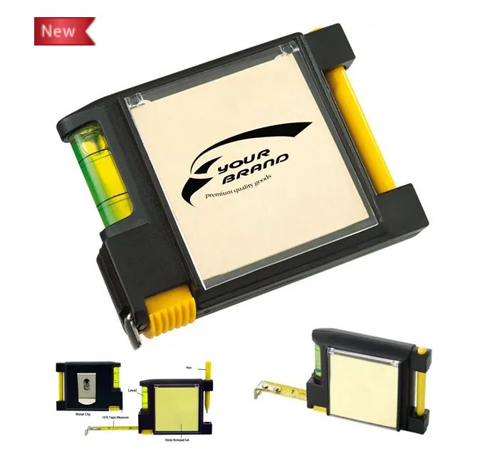 Stalowa miarka 3 m z poziomicą, notesem samoprzylepnym i długopisem